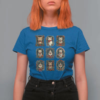 Christmas Cat T Shirt For Women Vintage Kitten Victorian Holly Wreath - Wonder Print Shop