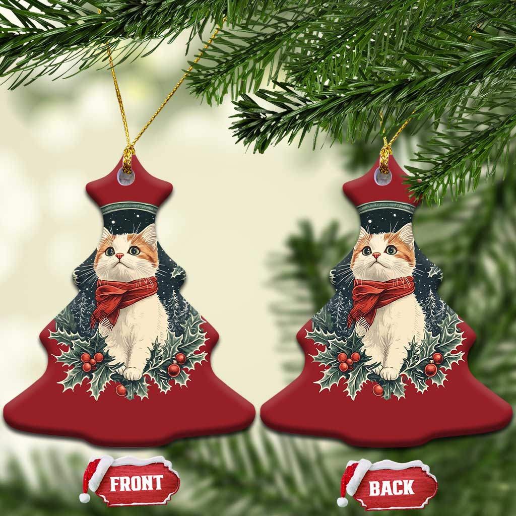 Xmas Cat Christmas Ornament Vintage Kitten Victorian Royal Holly - Wonder Print Shop