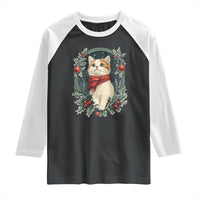 Christmas Cat Raglan Shirt Vintage Kitten Victorian Royal Holly