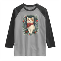 Christmas Cat Raglan Shirt Vintage Kitten Victorian Royal Holly