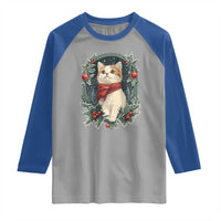 Christmas Cat Raglan Shirt Vintage Kitten Victorian Royal Holly