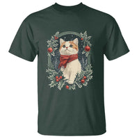 Christmas Cat T Shirt Vintage Kitten Victorian Royal Holly - Wonder Print Shop