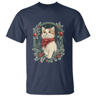 Christmas Cat T Shirt Vintage Kitten Victorian Royal Holly - Wonder Print Shop