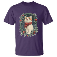 Christmas Cat T Shirt Vintage Kitten Victorian Royal Holly - Wonder Print Shop