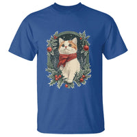 Christmas Cat T Shirt Vintage Kitten Victorian Royal Holly - Wonder Print Shop
