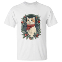 Christmas Cat T Shirt Vintage Kitten Victorian Royal Holly - Wonder Print Shop
