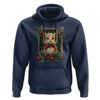 Christmas Cat Hoodie Vintage Kitten Royal Victorian Holly Wreath
