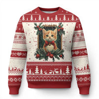 Xmas Cat Ugly Christmas Sweater Vintage Kitten Royal Victorian Holly Wreath - Wonder Print Shop