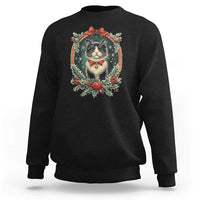 Christmas Cat Sweatshirt Vintage Kitten Royal Holly Victorian Wreath - Wonder Print Shop