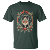 Christmas Cat T Shirt Vintage Kitten Royal Holly Victorian Wreath - Wonder Print Shop