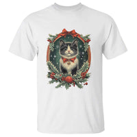Christmas Cat T Shirt Vintage Kitten Royal Holly Victorian Wreath - Wonder Print Shop