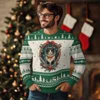 Xmas Cat Ugly Christmas Sweater Vintage Kitten Royal Holly Victorian Wreath - Wonder Print Shop