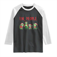 Funny Christmas Cat Raglan Shirt Ew People Green Cat Santa