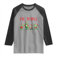 Funny Christmas Cat Raglan Shirt Ew People Green Cat Santa