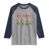 Funny Christmas Cat Raglan Shirt Ew People Green Cat Santa
