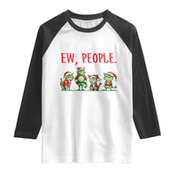 Funny Christmas Cat Raglan Shirt Ew People Green Cat Santa
