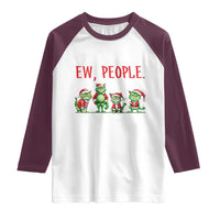 Funny Christmas Cat Raglan Shirt Ew People Green Cat Santa