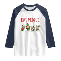 Funny Christmas Cat Raglan Shirt Ew People Green Cat Santa