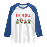 Funny Christmas Cat Raglan Shirt Ew People Green Cat Santa