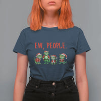 Funny Christmas Cat T Shirt For Women Ew People Green Cat Santa - Wonder Print Shop