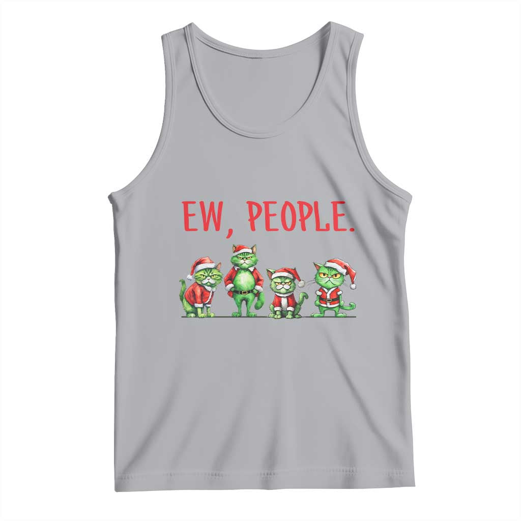 Funny Christmas Cat Tank Top Ew People Green Cat Santa