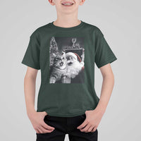 Funny Christmas Cat Selfie With Santa T Shirt For Kid - Wonder Print Shop