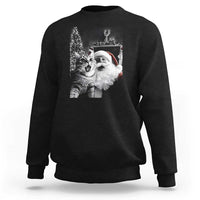 Funny Christmas Cat Selfie With Santa Sweatshirt - Wonder Print Shop