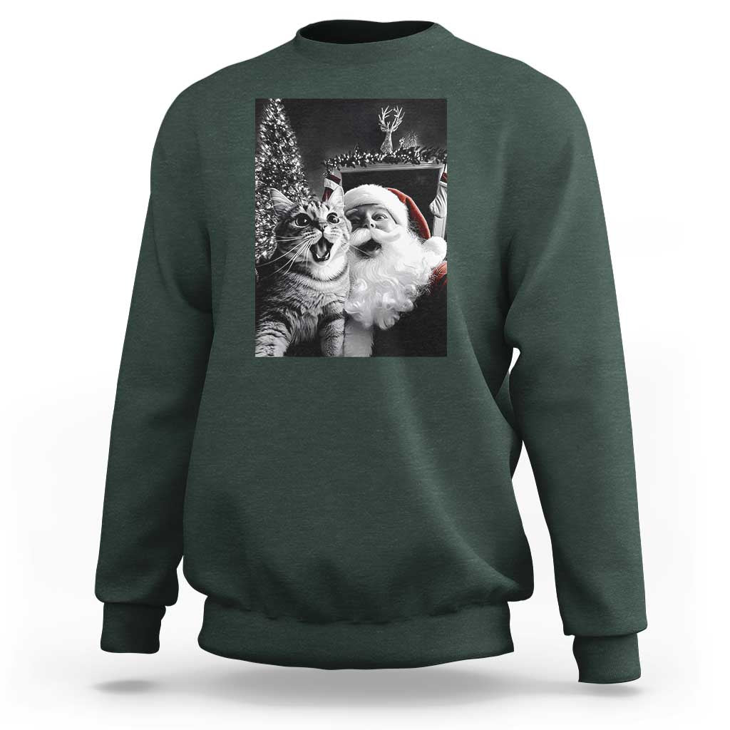 Funny Christmas Cat Selfie With Santa Sweatshirt - Wonder Print Shop
