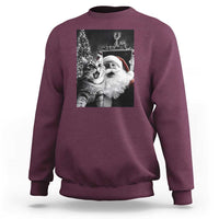 Funny Christmas Cat Selfie With Santa Sweatshirt - Wonder Print Shop