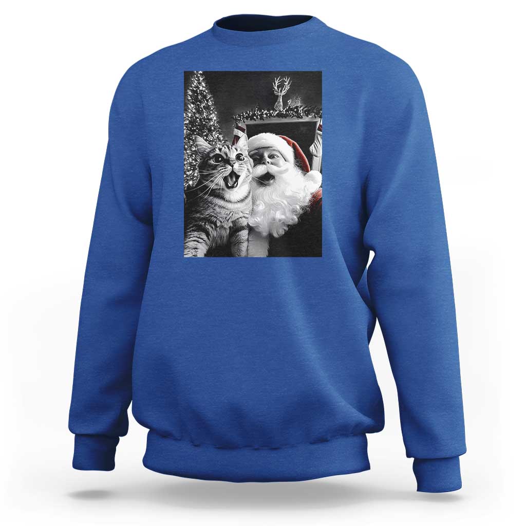 Funny Christmas Cat Selfie With Santa Sweatshirt - Wonder Print Shop