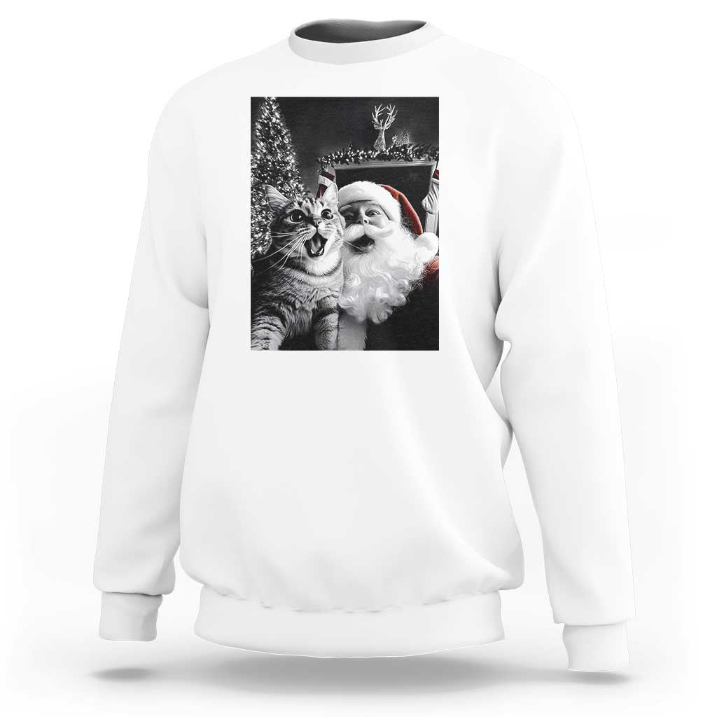 Funny Christmas Cat Selfie With Santa Sweatshirt - Wonder Print Shop