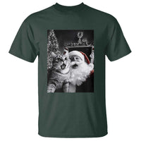 Funny Christmas Cat Selfie With Santa T Shirt - Wonder Print Shop