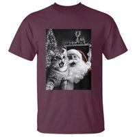Funny Christmas Cat Selfie With Santa T Shirt - Wonder Print Shop