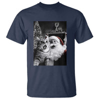 Funny Christmas Cat Selfie With Santa T Shirt - Wonder Print Shop