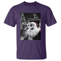 Funny Christmas Cat Selfie With Santa T Shirt - Wonder Print Shop