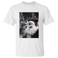 Funny Christmas Cat Selfie With Santa T Shirt - Wonder Print Shop