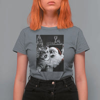 Funny Christmas Cat Selfie With Santa T Shirt For Women - Wonder Print Shop