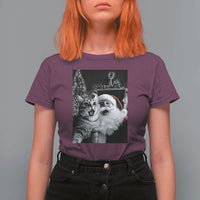 Funny Christmas Cat Selfie With Santa T Shirt For Women - Wonder Print Shop