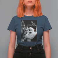 Funny Christmas Cat Selfie With Santa T Shirt For Women - Wonder Print Shop