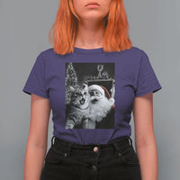 Funny Christmas Cat Selfie With Santa T Shirt For Women - Wonder Print Shop