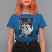 Funny Christmas Cat Selfie With Santa T Shirt For Women - Wonder Print Shop