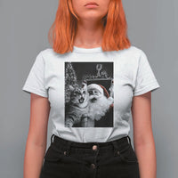 Funny Christmas Cat Selfie With Santa T Shirt For Women - Wonder Print Shop