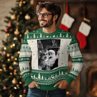 Funny Christmas Cat Selfie With Santa Ugly Christmas Sweater - Wonder Print Shop