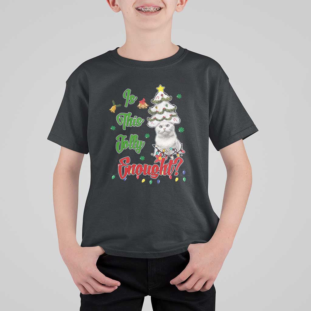 Christmas Cat T Shirt For Kid Is This Jolly Enough - Wonder Print Shop