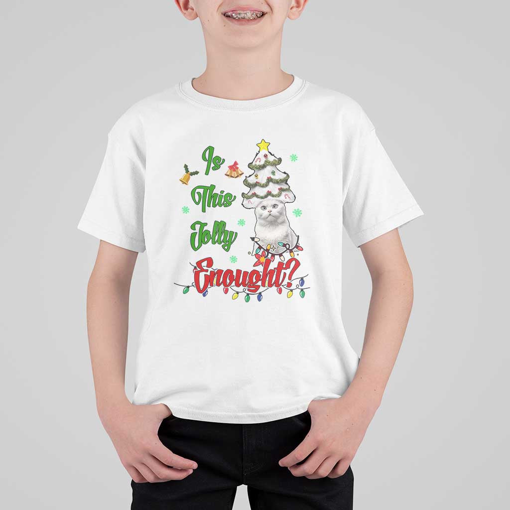 Christmas Cat T Shirt For Kid Is This Jolly Enough - Wonder Print Shop