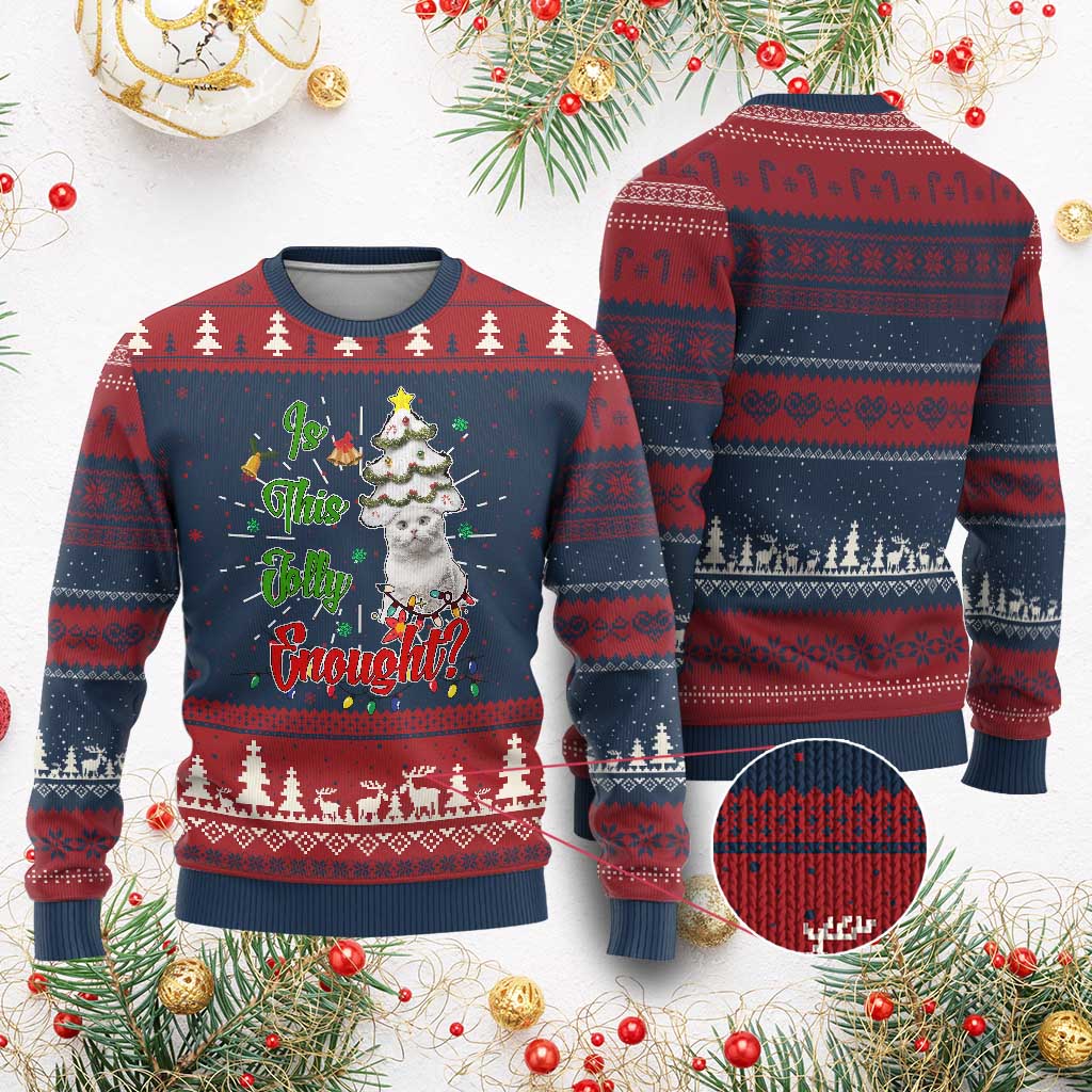 Xmas Cat Ugly Christmas Sweater Is This Jolly Enough - Wonder Print Shop