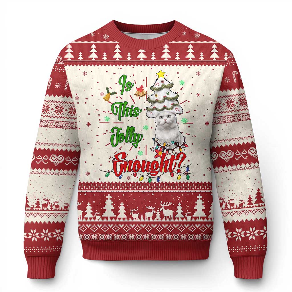 Xmas Cat Ugly Christmas Sweater Is This Jolly Enough - Wonder Print Shop
