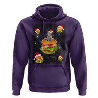 Funny Christmas Cat Hoodie Santa Cat Hamburger Lover Galaxy Outer Space