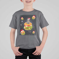 Funny Christmas Cat T Shirt For Kid Santa Cat Hamburger Lover Galaxy Outer Space - Wonder Print Shop
