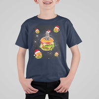 Funny Christmas Cat T Shirt For Kid Santa Cat Hamburger Lover Galaxy Outer Space - Wonder Print Shop